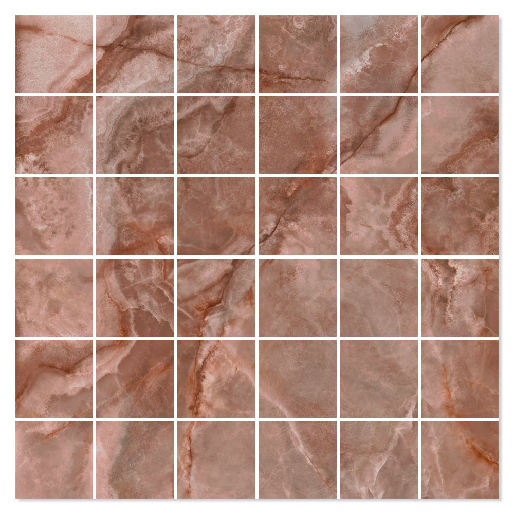 Marmor Mosaikkflis Lux Cirrus Brun Polert 30x30 (5x5) cm
